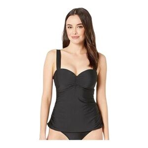 𝅺ATHENA Womens Solid Underwire Tankini black 33B/C